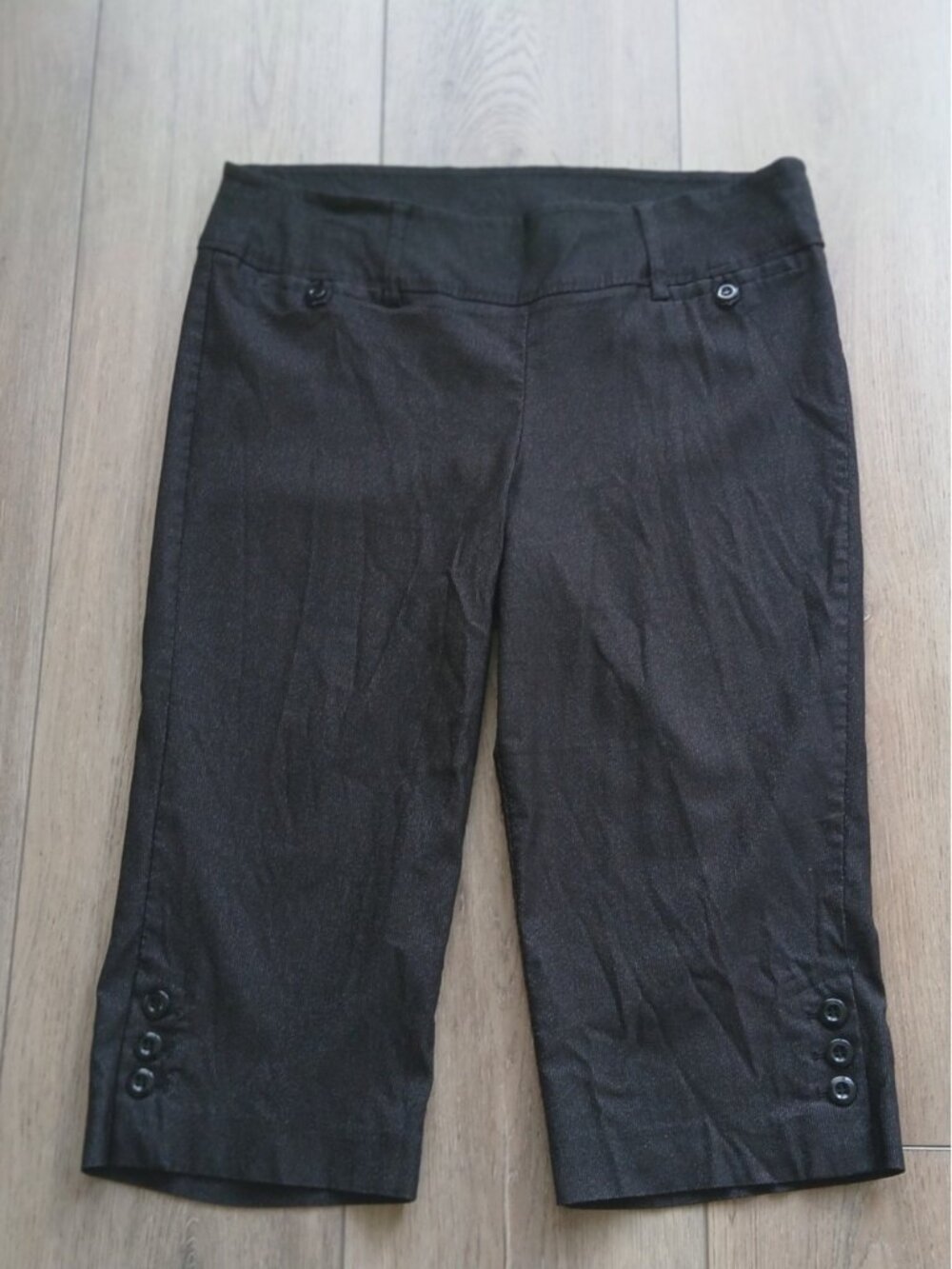 Penningtons Cropped Dress Pants Size 16 Petite Black Stretch Capris Career Work
